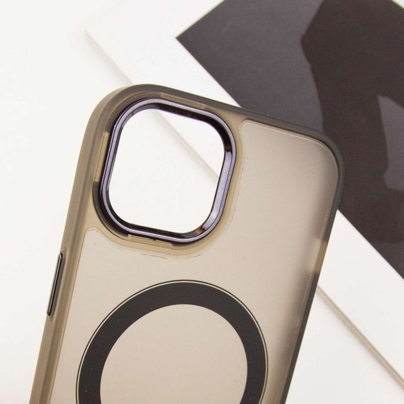 Чехол TPU+PC Lily with MagSafe для Apple iPhone 15 (6.1") Dark Gray | Зображення 4