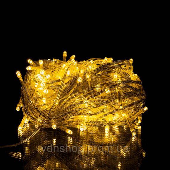 Новогодняя гирлянда комнатная нить 18 м 180 LED комнатная гирлянда белый провод Желтый свет W180LED18MWY | Зображення 2