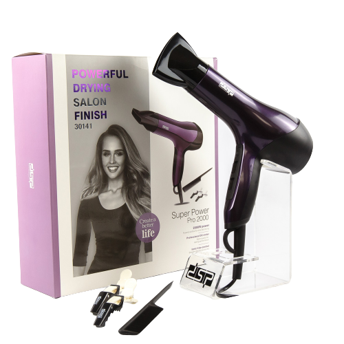 Фен профессиональный для волос с насадкой и расческой DSP-30141 2000 Вт черный (DSP-30141) | Зображення 2