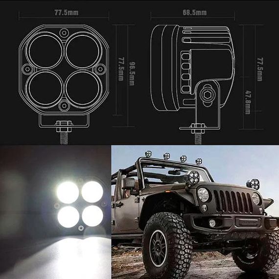 LED фара 40W 4х10W Cree діоди вузький промінь 4000 LM 12-24V | Зображення 5