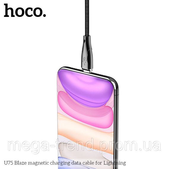 Кабель Hoco Lightning with LED Магнітний Blaze U75 |1.2m, 3A| | Зображення 5