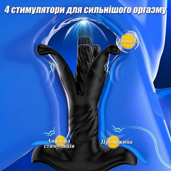 Анальна пробка вібраційна з пультом BEISAR 6-в-1 силіконова 2,3-5,1 см Чорний | Зображення 2