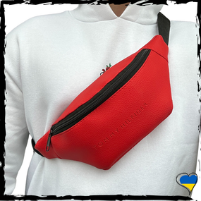 Бананка Tommy Hilfiger. Сумка через плече, сумка на пояс. TH. Томмі Хілфігер червона, унісекс