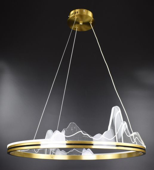 Люстра світлодіодна підвісна LED світильник для квартири на стелю лед 26898 Латунь 35-150х50х50 см. | Зображення 4