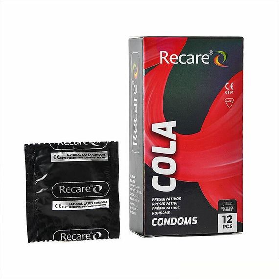 Презервативы Holographic Recare Cola Dotted&Ribbed Condoms 12шт, с пузырьками и ребрами, аромат: