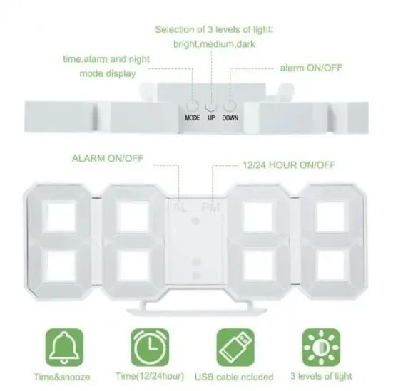 Электронные настольные часы с будильником и термометром VST-883 Зеленые | Зображення 1