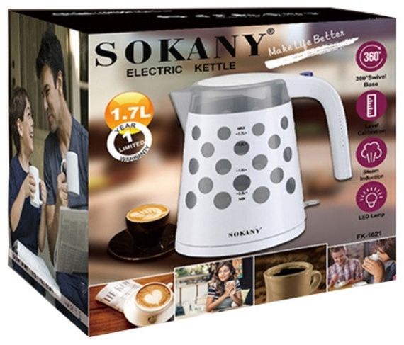 Електричний чайник 1.7 л Sokany електрочайник 1850 Вт | Зображення 3