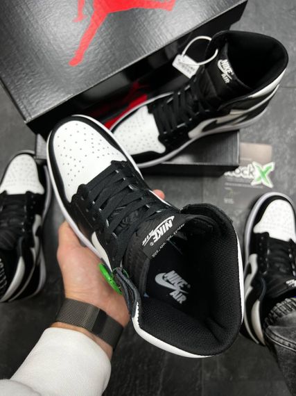 Кросівки чоловічі демісезонні N-ike Air Jordan 1 High Black White X розмір 41 - 26 см 42 - 26,5 см | Зображення 1