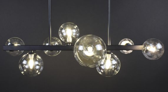 Люстра стельова на 8 лампочок 27861 Чорний 35-65х28х77 см. | Зображення 2