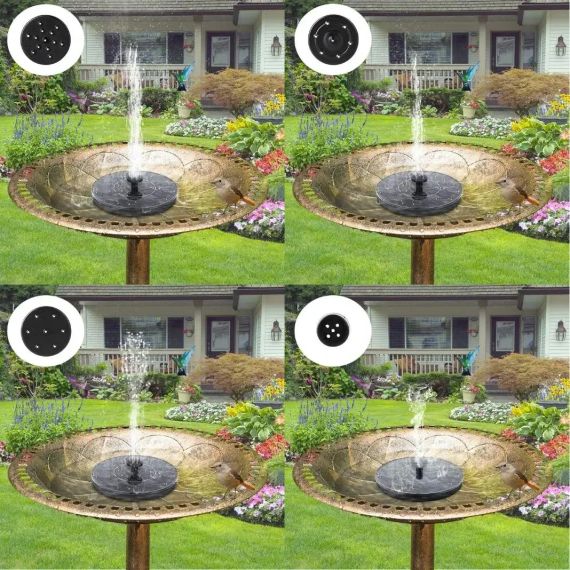 Плавающий садовый фонтан с солнечной панелью и различными насадками Solar Fountain Черный | Зображення 2
