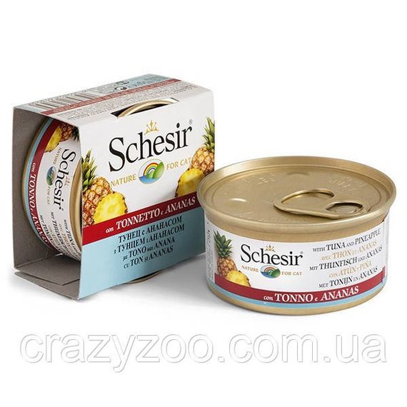 Консерва для взрослых котов Schesir Cat тунец и ананас 75 г 613530