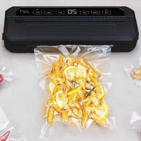 Вакуумный упаковщик Food Vacuum Sealer 65 кПа с резаком и пакетами, чёрный | Зображення 1