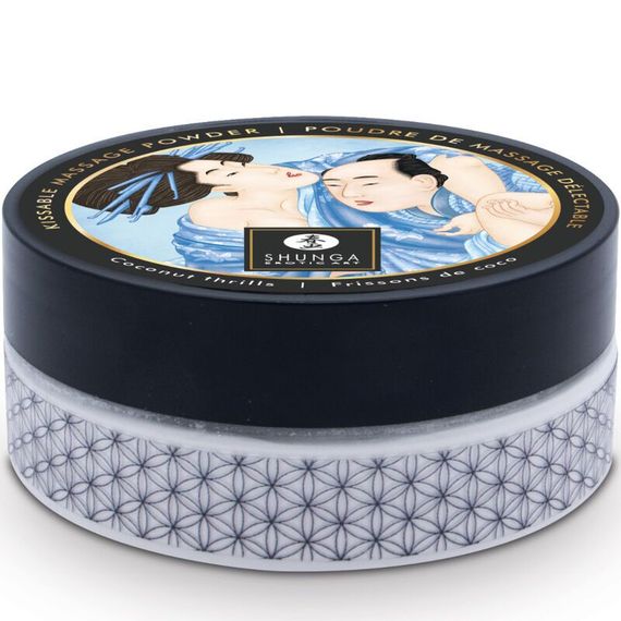 Смачна пудра для оральних пестощів Shunga Body Powder Coconut Thrills, 75 г, аромат кокоса | Зображення 1