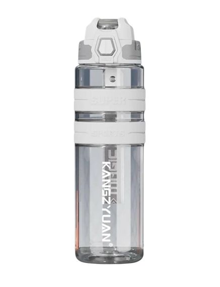 Спортивная бутылка KANGZYUAN 1000 мл (1 л) - Белая Tritan BPA-free, ударопрочная эко-бутылка с антискользящим гриппом | Зображення 7
