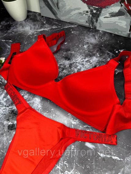 Комплект жіночої нижньої білизни Victoria`s Secret (бюстгальтер + трусики) Червоний | Зображення 3