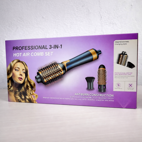 Професійний стайлер для волосся 3-в-1 New Professional Salon — фен-щітка, випрямляч і укладання | 600 W | 4 режими нагрівання | Зображення 4