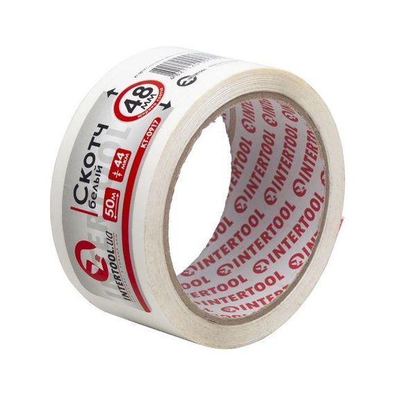 Скотч білий 48 мм*50 м*44мкм INTERTOOL KT-09171 | Зображення 1