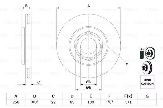 Диск гальмівний SEAT TOLEDO, SKODA FABIA, BOSCH (0986478853) | Зображення 4