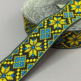 3 см тесьма национальная с украинским орнаментом - сине-желтый ромб