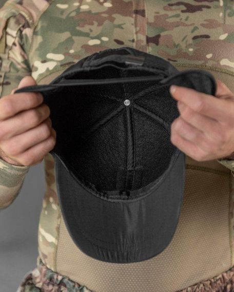 Бейсболка утеплена black з вухами герб ВТ7809 | Зображення 3