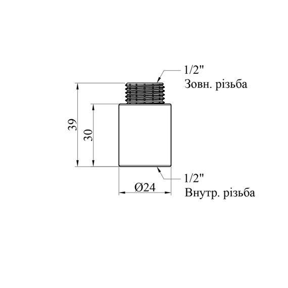 Подовжувач Karro 1/2" ВЗ, L=30 мм хромований KR-3209 | Зображення 1