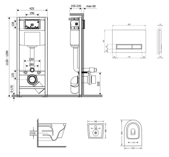 Набір Qtap Nest 4 в 1 підвісний унітаз Swan Ultra Quiet 485x360x320 + комплект інсталяції QT16335179W45154 | Зображення 1