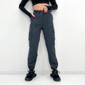 Женские вельветовые брюки карго с накладными карманами GF01710 цвет серый, размер 46/48