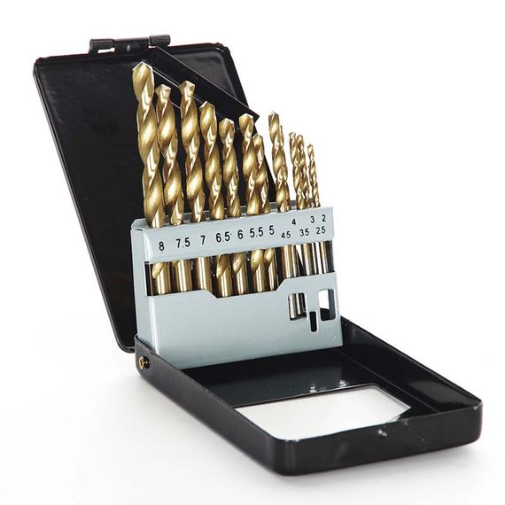 Набір свердел для металу Р6М5 титан метал бокс 2,0-8,0 мм 13 шт. APRO 8102071