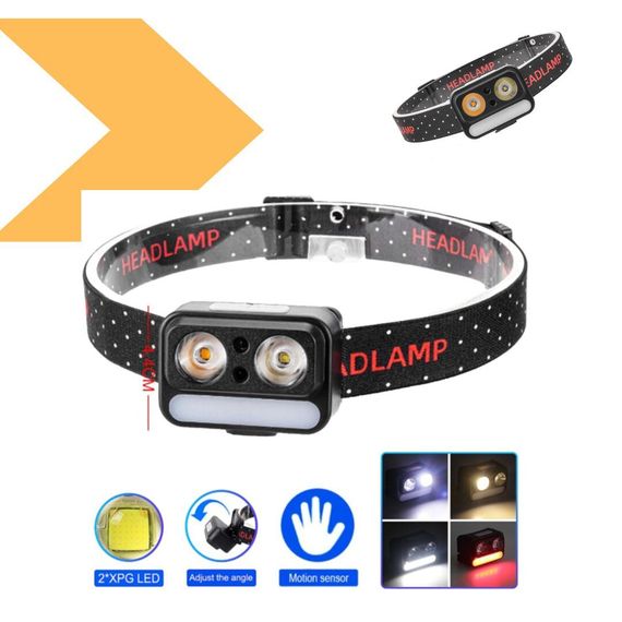 Ліхтар налобний з LED діодами XPG White, XPG Yellow та 5 SMD червоними, сенсорним керуванням, Li-Ion акумулятором, зарядкою через USB Type-C XPRO 2069 (47463-2069_171) | Зображення 1