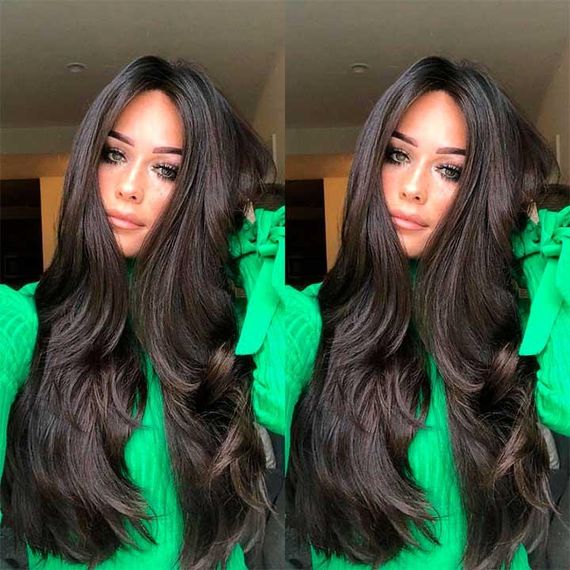 Перука хвиляста без чубчика з проділом 65 см Брюнетка | Зображення 5