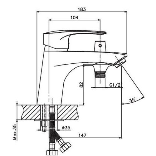 Змішувач для умивальника Haiba HANSBERG 001 з виходом для гігієнічної лійки HB0821 | Зображення 1