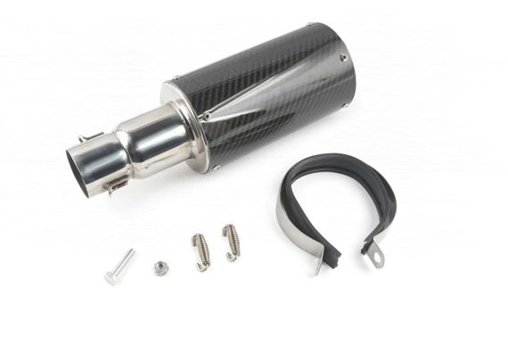 Глушник тюнінг мото 325 * 100mm нержавейка овал карбон світлий прямоток