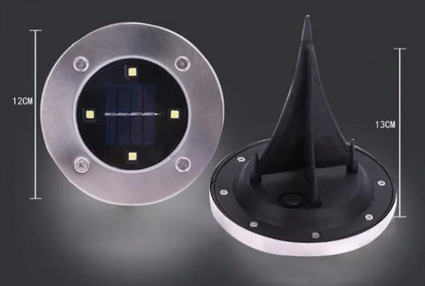 Комплект садових світильників на сонячній батареї Solar Disk Lights, 4 шт ∙ Вуличні ліхтарі з датчиком світла | Зображення 2