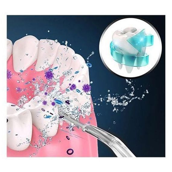 Іригатор для чищення зубів та порожнини рота Oral Irrigator з акумулятором та змінними насадками. Колір: білий | Зображення 3