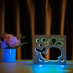 Светильник ночник ArtEco Light из дерева LED "Кит" с пультом и регулировкой цвета...