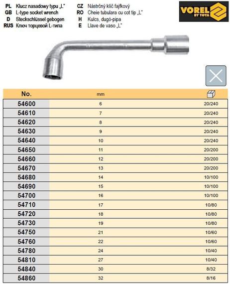 Ключ торцевой Польша файковый 11 мм VOREL-54650