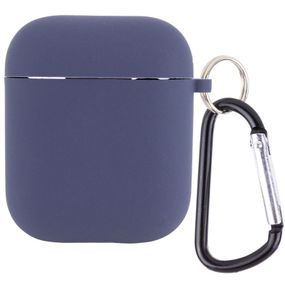 Силіконовий футляр із мікрофіброю для навушників Airpods 1/2 Темно-синій/Midnight blue