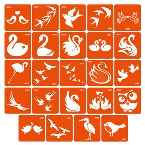 Набір трафаретів для біо-тату «D - пташки» d-simple_24_1