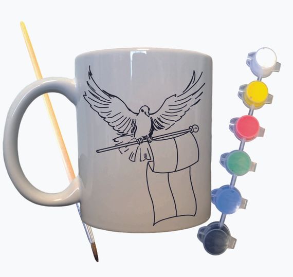 Набор для творчества кружка раскраска "Голубь мира в Украине" 330 мл белая | Зображення 1