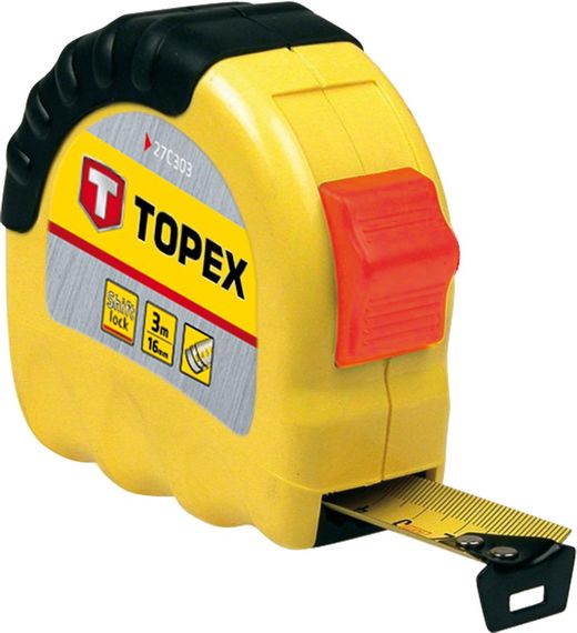 Рулетка TOPEX, стальная лента 3 м x 16 мм (27C303)