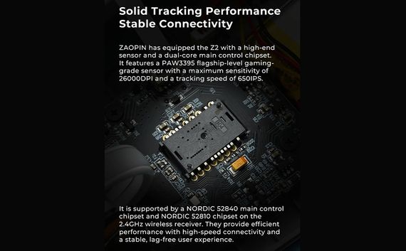 Бездротова миша Zaopin Z2 4K, ігрова бездротова миша з трирежимним Bluetooth/ 2,4 ГГц/ USB-C White | Зображення 7