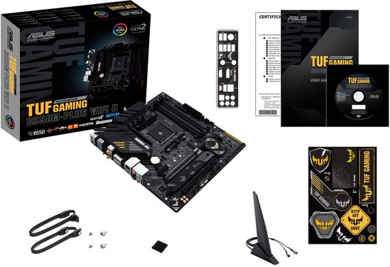 Материнcька плата ASUS TUF GAMING B550M-PLUS WIFI II sAM4 B550 4xDDR4 M.2 HDMI DP Wi-Fi BT mATX 90MB19Y0-M0EAY0 | Зображення 1