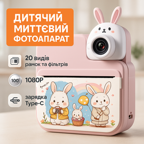 Принтер для друку для дітей JD30 PINK, Камера дитини з аксесуарами Дитяча цифрова миттєва камера ES-48