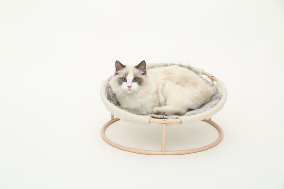 Складаний лежак для домашніх тварин MISOKO Pet bed round plush, 45x45x22 cm, dark brown coat | Зображення 4