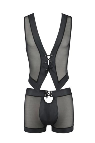 Комплект прозрачные жилет и шортики Passion 053 SET WILLIAM, Черный, S, M, S/M, Маленький размер | Зображення 2
