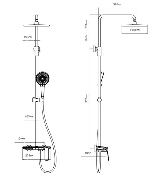 Душова система універсальна Qtap Slavonice Gunmetal Black PVD з виливом QTSLA111GMB45905 | Зображення 1