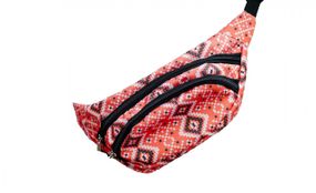 Сумка поясна бананка 4Profi з принтом "Вишиванка на червоному" з двома відділеннями