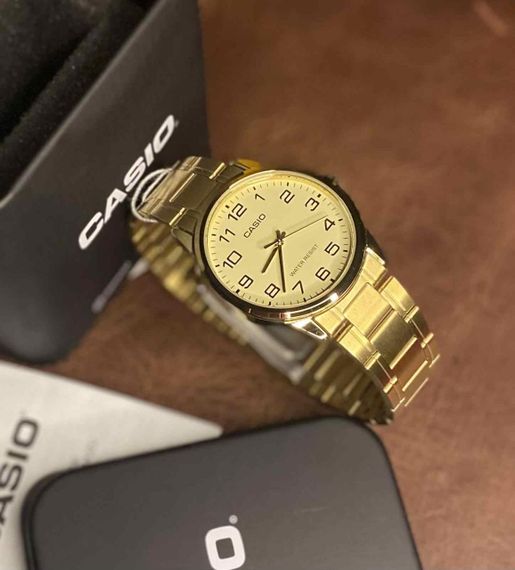 Наручные часы мужские позолоченные кварцевые японские оригинал Casio MTP-V001G-9BUDF (модуль №5361) | Зображення 2