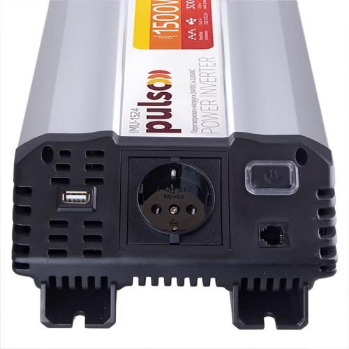 Перетворювач напруги PULSO/IMU-1524/24V-220V/1500W/USB-5VDC2.0A/мод.хвиля/клеми | Зображення 3