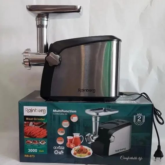 Мясорубка электрическая Rainberg RB-673 с соковыжималкой и шинковкой 9 насадок 3000W с реверсом | Зображення 4